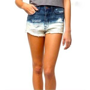 BDG Womens 27 High Rise Cheeky Dip Dyed Ombre Denim Shorts Distressed Boho